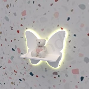 Prateleira Borboleta P com Luz de Led:branco Quente (amarelado)/branco Quente (amarelado)