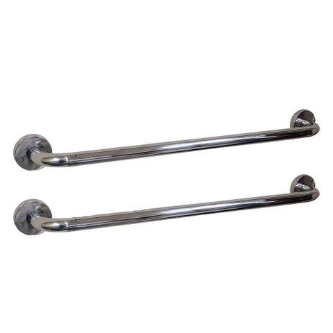 Barra Alça Apoio Kit 2 Uni Aço Inox 50cm Idoso Acessibilidade Pcd Cadeirante Gestante Suporte Anti