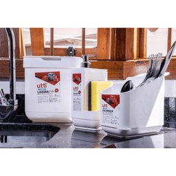 Conjunto de Pia Branco - Porta Detergente, Escorredor de Talheres e Lixeira 3l - 6