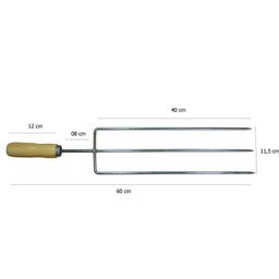Espeto Triplo Costeleiro 59 Cm + Rastelo E Pá Para Brasas - 3