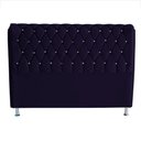 Ver imagem 1 de Cabeceira de Cama Box Londres King 195 Cm Suede Botão de Strass Azul Marinho Eli Móveis e Decoração