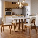 Ver imagem 5 de Cadeira para Sala de Jantar Cozinha Estofada Rattan Ibis L02 Linho Cru- Lyam Decor