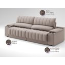 Ver imagem 3 de Sofá com Porta Copos Carregador USB Ret Rec Murano 2,30m Velosuede Bege - NETSOFAS