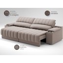 Ver imagem 5 de Sofá com Porta Copos Carregador USB Ret Rec Murano 2,30m Velosuede Bege - NETSOFAS