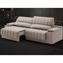 Ver imagem 1 de Sofá com Porta Copos Carregador USB Ret Rec Murano 2,30m Velosuede Bege - NETSOFAS