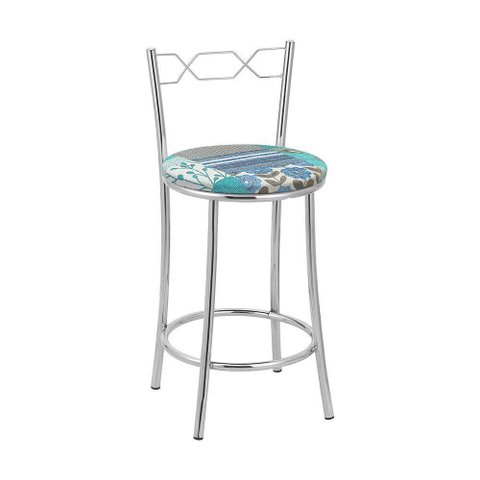 Kit 2 Banquetas Cromadas Assento Espuma D15 Treparoni Verde