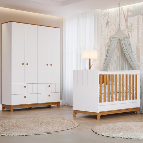 Quarto Bebê Completo Berço Americano Guarda Roupas 100% Mdf