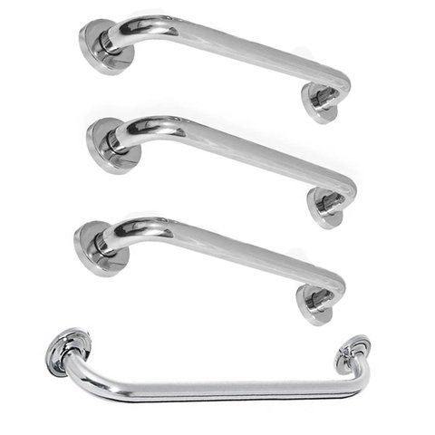 Barra Apoio Inox Kit 3 Alças 30cm 1 Alça 60cm Banheiro Acessibilidade Idoso Cadeirante Segurança Box