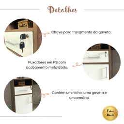 Escrivaninha 1 Porta 1 Gaveta com Chave 1 Nicho  - 14