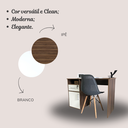 Ver mais imagens de Escrivaninha Mesa Escritório com Chave 1 Gaveta 1 Porta 1 Nicho 110cm Ipê e Branca Marrom Artany