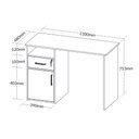 Ver imagem 4 de Escrivaninha Mesa Escritório com Chave 1 Gaveta 1 Porta 1 Nicho 110cm Ipê e Branca Marrom Artany