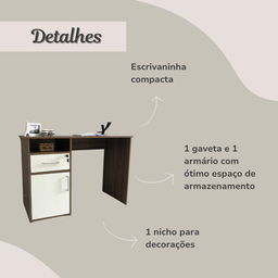 Escrivaninha 1 Porta 1 Gaveta com Chave 1 Nicho  - 13