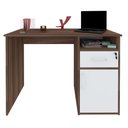 Ver imagem 5 de Escrivaninha Mesa Escritório com Chave 1 Gaveta 1 Porta 1 Nicho 110cm Ipê e Branca Marrom Artany