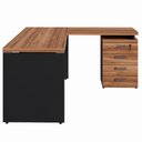 Ver imagem 4 de Mesa em L para Escritório com Gaveteiro Contemporâneo 4 Gavetas 150cm Nogal com Preto F5 Office