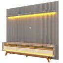 Ver imagem 2 de Rack com Painel para TV até 85 Polegadas Sole 3 Gavetas Ripado 100% MDF com LED Cinza/Off White - Pn