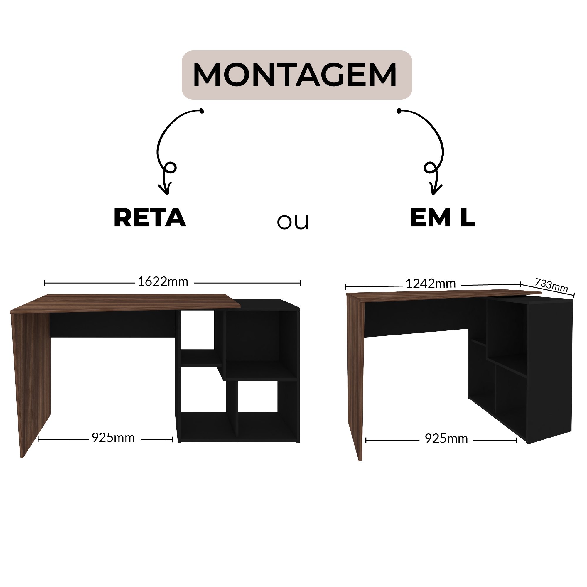 Escrivaninha em L com Nichos Moderna Urban - 6