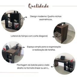 Escrivaninha em L com Nichos Moderna Urban - 13