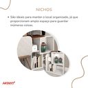 Ver mais imagens de Escrivaninha Mesa Escritório em L ou Reta com Nichos Moderna Urban Ipê/Branca 124,2cm Ipê e Branca m