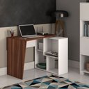 Ver imagem 5 de Escrivaninha Mesa Escritório em L ou Reta com Nichos Moderna Urban Ipê/Branca 124,2cm Ipê e Branca m