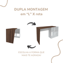 Ver imagem 6 de Escrivaninha Mesa Escritório em L ou Reta com Nichos Moderna Urban Ipê/Branco