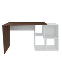 Ver imagem 3 de Escrivaninha Mesa Escritório em L ou Reta com Nichos Moderna Urban Ipê/Branca 124,2cm Ipê e Branca m