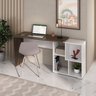 Escrivaninha Mesa Escritório em L ou Reta com Nichos Moderna Urban Ipê/Branco - 2