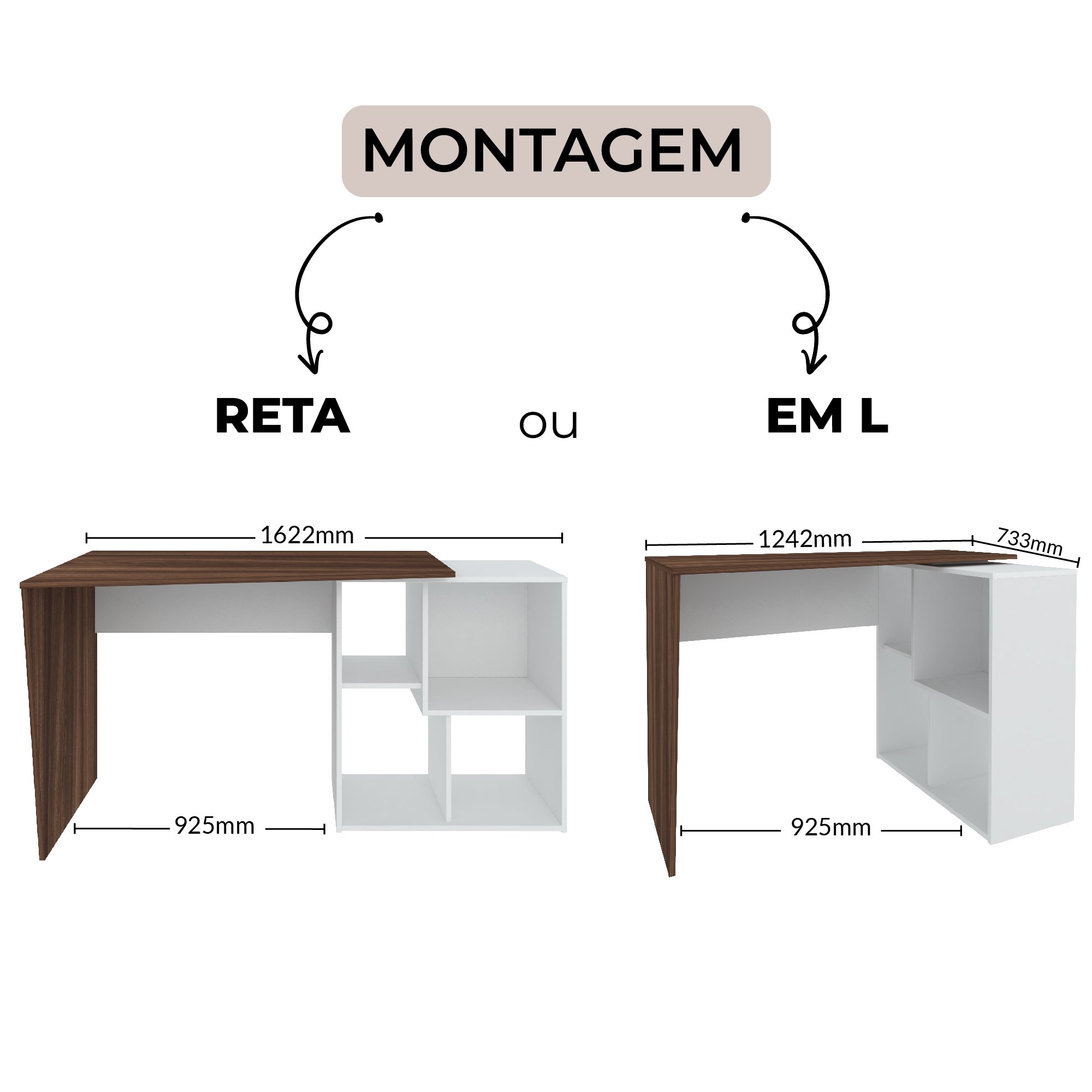 Escrivaninha em L com Nichos Moderna Urban - 5