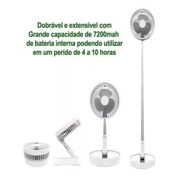 Ventilador Portátil Silencioso Dobrável Usb 3600mah Ls-912 Luuk Young - 6