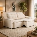 Ver imagem 5 de Sofa Retratil 2 Lugares Dallas Marques Bege Claro Estofados