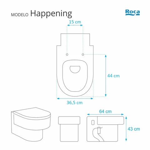 Tampa de Vaso Sanitário Com Amortecedor Happening Branco Para Bacia Roca