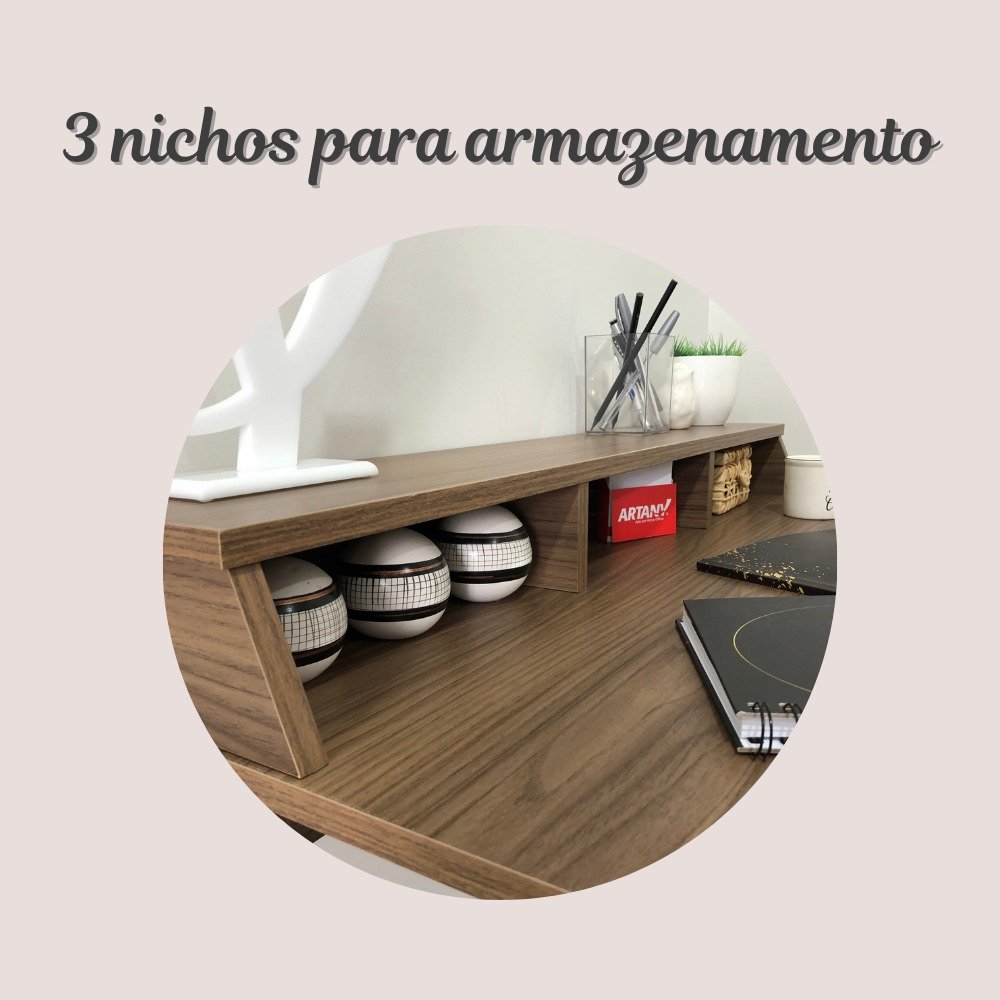 Escrivaninha Retrô com Pés Angulares 3 Nichos Itália  - 14