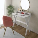 Ver imagem 1 de Escrivaninha Mesa Escritório Retrô com Pés Angulares Itália 3 Nichos 90cm Branca Artany