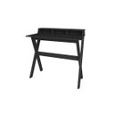 Ver imagem 3 de Escrivaninha Mesa Escritório Retrô com Pés Angulares Itália 3 Nichos 90cm Preto Artany