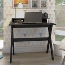 Ver imagem 1 de Escrivaninha Mesa Escritório Retrô com Pés Angulares Itália 3 Nichos 90cm Preto Artany