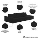 Ver imagem 3 de Sofá Ilha Modular com Puff para Sala Living 312cm Georgia K04 Veludo Preto - Mpozenato