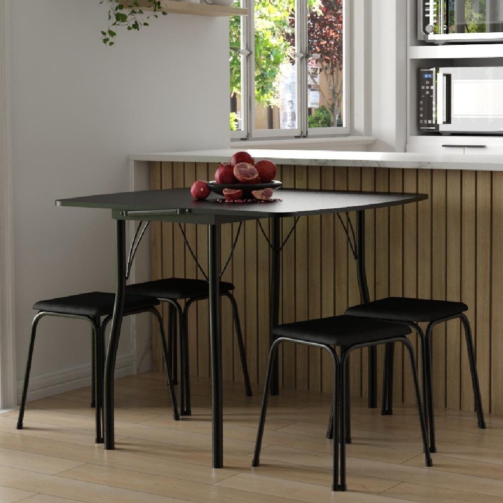 Conjunto Mesa Extensível com 4 Banquetas Preto Carraro - 1