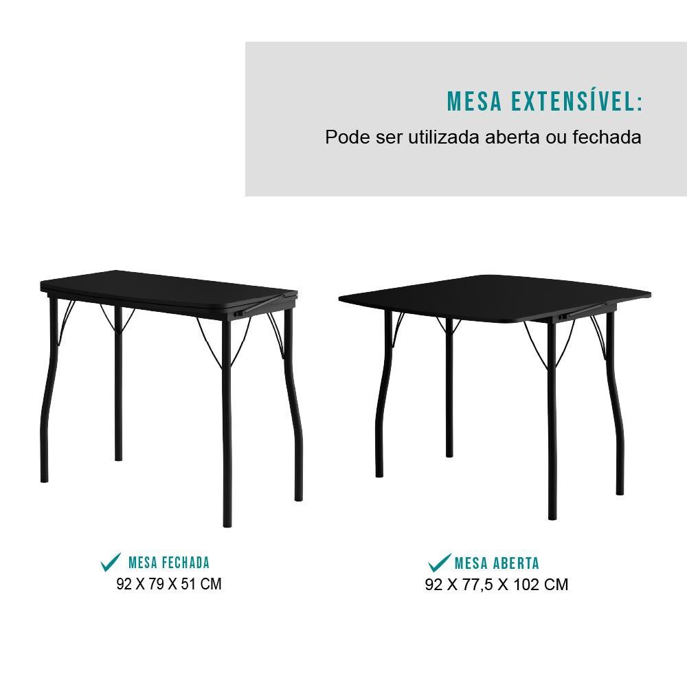 Conjunto Mesa Extensível com 4 Banquetas Preto Carraro - 7