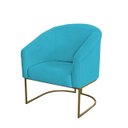 Ver imagem 3 de Kit 4 Poltronas Decorativa Luana Base Ferro Dourada Suede - Twdecora
