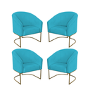 Ver imagem 1 de Kit 4 Poltronas Decorativa Luana Base Ferro Dourada Suede - Twdecora