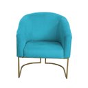 Ver imagem 4 de Kit 4 Poltronas Decorativa Luana Base Ferro Dourada Suede - Twdecora