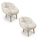 Ver imagem 1 de Kit 02 Poltronas Decorativa Marcela Boucle Bege Dal Poz Estofados