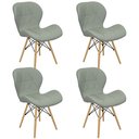 Ver imagem 1 de Kit 4 Cadeiras Estofadas Charles Eames Eiffel Slim Wood Confort Cinza