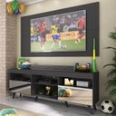 Ver imagem 1 de Rack c/ Painel TV 65" Retrô com Espelho Holanda Multimóveis BR3138 Preto