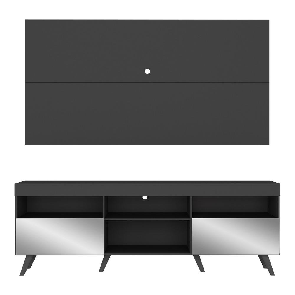 Rack c/ Painel TV 65" Retrô com Espelho Holanda Multimóveis BR3138 Preto - 6