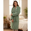 Ver imagem 2 de Roupão Appel Plush Flannel Estampado Toque Macio Cor:verde Ervas;tamanho:g