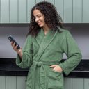 Ver imagem 3 de Roupão Appel Plush Flannel Estampado Toque Macio Cor:verde Ervas;tamanho:g