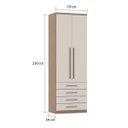 Ver imagem 4 de Guarda-Roupa Modulado 2 Portas 4 Gavetas 1 Prateleira 1 Cabideiro 79cm Connect Luciane Móveis