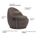 Ver imagem 3 de Poltrona Orgânica Kaira com Mesa Lateral Direita Base Fixa Titânio Bouclé Marrom - Nexta Casa
