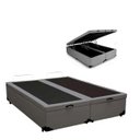 Ver imagem 1 de Cama Báu Box Base Casal Bipartido Sintético Cinza. Blindado com Pistão a Gás