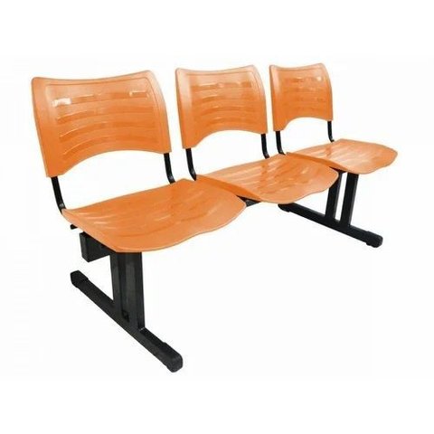 Cadeira Longarina Iso 3 Lugares em Polipropileno Laranja - 1950lf